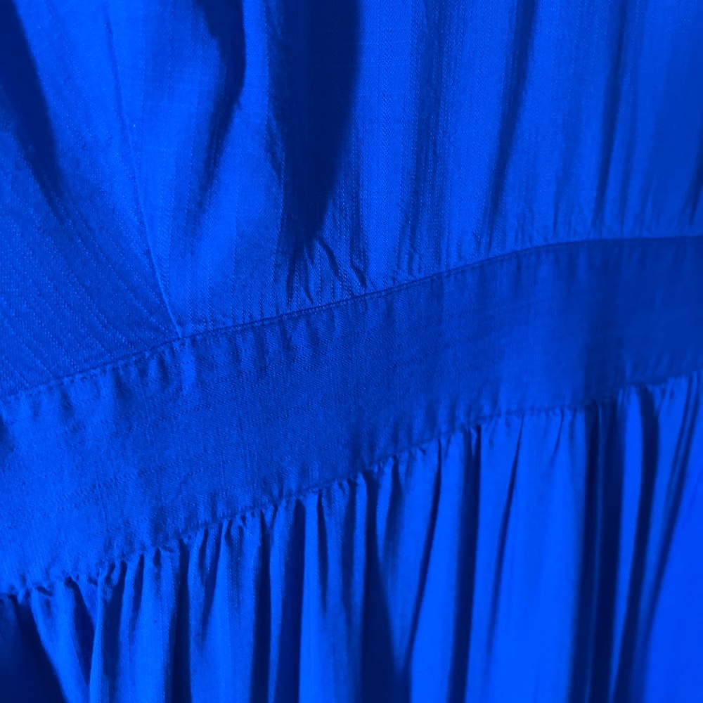 Ann Taylor Factory Vibrant Cobalt Blue Tiered Ruffle Midi Dress Size 14 - Picture 5 of 7